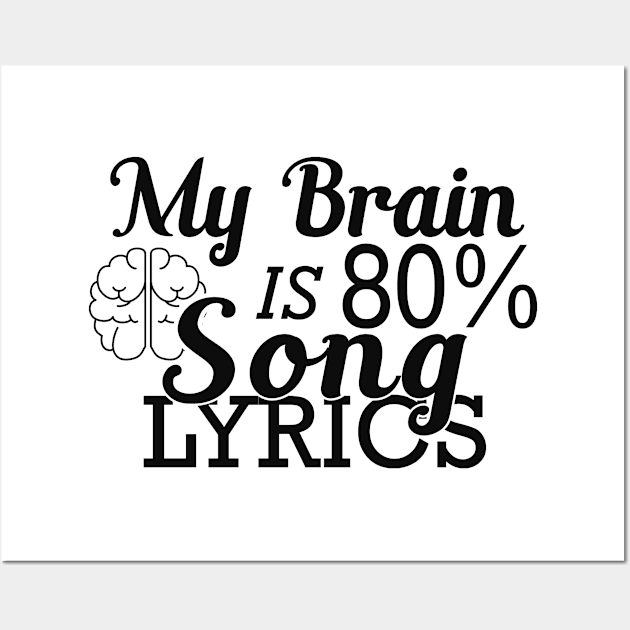 Music Lover - My brain is 80% song lyrics Wall Art by KC Happy Shop